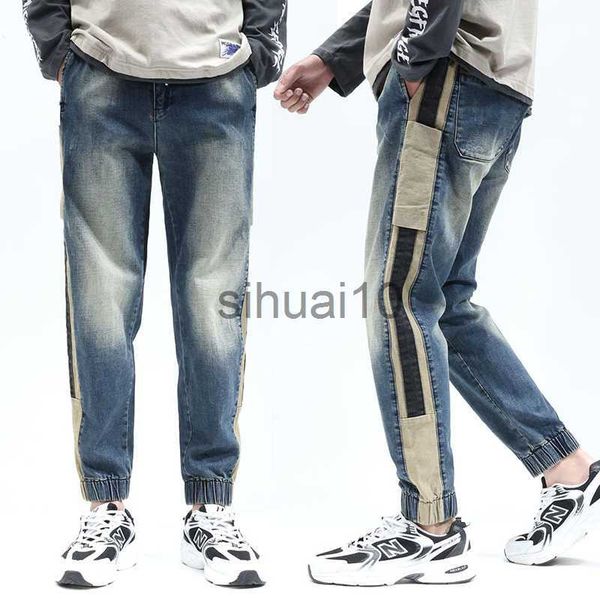 men's jeans jogger pants men jeans loose fit elastic waist streetwear male harem pants patchwork fashion desinger men's trousers k, Blue
men's jeans jogger pants men jeans loose fit elastic waist streetwear male harem pants patchwork fashion desinger men's trousers k, Blue