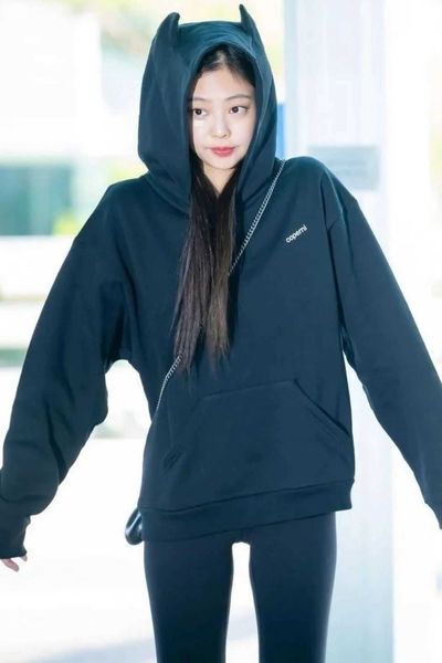 jenny jin zhini same letter imp cat ear horn hooded sweater women's casual loose pullover, Black
jenny jin zhini same letter imp cat ear horn hooded sweater women's casual loose pullover, Black