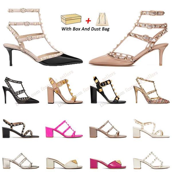 with box womens designer sandals high heels valentine's heel open toe slingback low kitten pink black gold heels rivets sandal slides s
with box womens designer sandals high heels valentine's heel open toe slingback low kitten pink black gold heels rivets sandal slides s