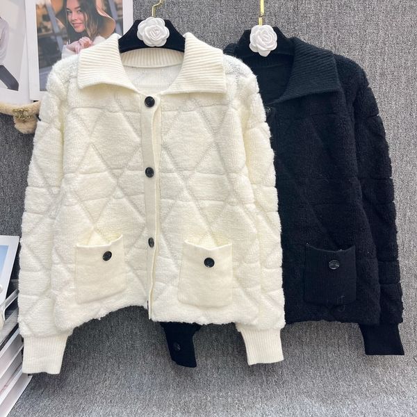 322 2023 spring brand same style sweater long sleeve clapel neck white cardigan fashion womens clothes womens qian6, White;black
322 2023 spring brand same style sweater long sleeve clapel neck white cardigan fashion womens clothes womens qian6, White;black