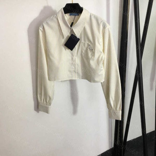 23ss womens designer clothing high neck blouse women shirt cut edge triangle label pocket back logo patch short long sleeve striped shirt wo, White
23ss womens designer clothing high neck blouse women shirt cut edge triangle label pocket back logo patch short long sleeve striped shirt wo, White