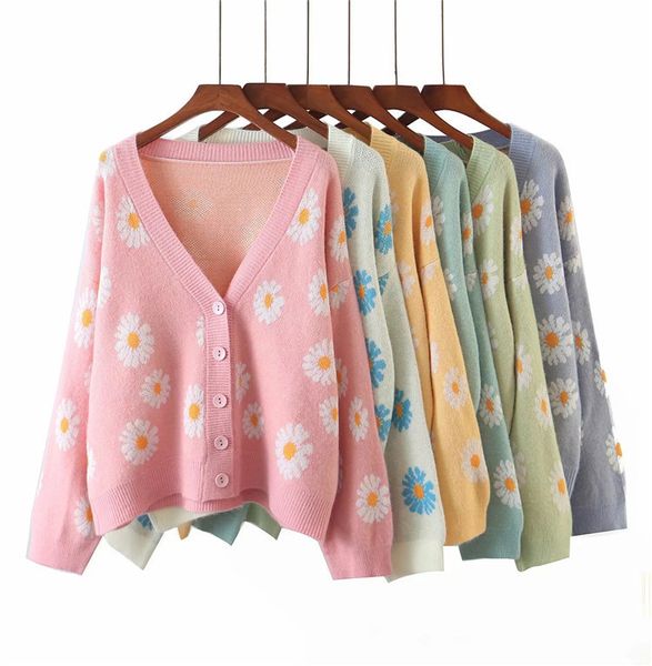 women's knits tees kpytomoa femme fashion print soft sweater ladies full sleeve floral single little daisy vneck pull oversize cardigan, White
women's knits tees kpytomoa femme fashion print soft sweater ladies full sleeve floral single little daisy vneck pull oversize cardigan, White