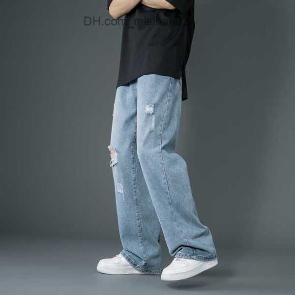 men's pants spring and summer new thin tear jeans south korea street fashion loose denim trousers loose blue casual pants z230801, Black
men's pants spring and summer new thin tear jeans south korea street fashion loose denim trousers loose blue casual pants z230801, Black
