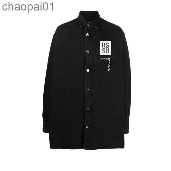 casual shirts men's high street: raf simons make old wash silhouette loose denim ins chain leather label decoration shirt, White;black
casual shirts men's high street: raf simons make old wash silhouette loose denim ins chain leather label decoration shirt, White;black
