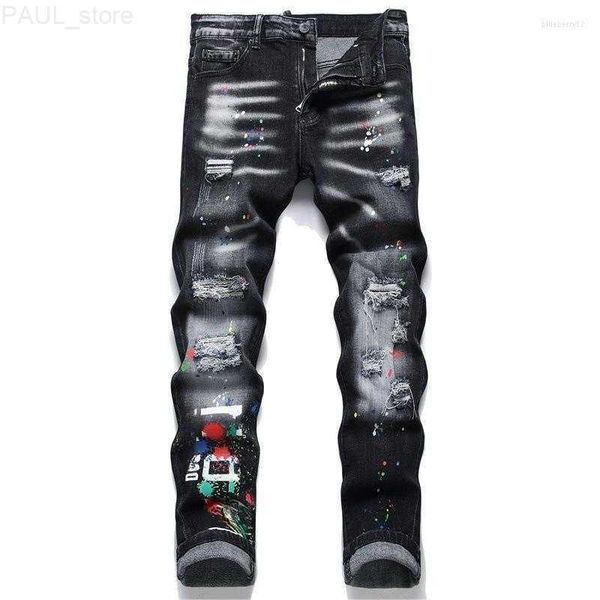 men's jeans mens fashion tide brand swinging ink washing worn out torn paint locomotive pants l230731, Blue
men's jeans mens fashion tide brand swinging ink washing worn out torn paint locomotive pants l230731, Blue