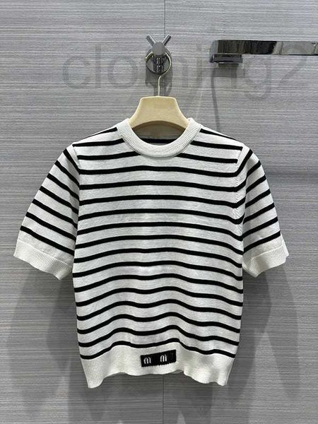 women's knits & tees designer spring/summer new simple letter jacquard round neck age reducing temperament striped knitted short sleeve, White
women's knits & tees designer spring/summer new simple letter jacquard round neck age reducing temperament striped knitted short sleeve, White