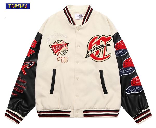 mens jackets casual loose fashion jacket streetwear hiphop oversized coat contrast color patchwork pu leather sleeves baseball uniform 23072, Black;brown
mens jackets casual loose fashion jacket streetwear hiphop oversized coat contrast color patchwork pu leather sleeves baseball uniform 23072, Black;brown