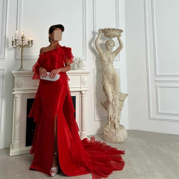 elegant long red one shoulder satin evening dresses middle east mermaid ruffles pleats floor length zipper back robe de soiree for women, Black;red
elegant long red one shoulder satin evening dresses middle east mermaid ruffles pleats floor length zipper back robe de soiree for women, Black;red