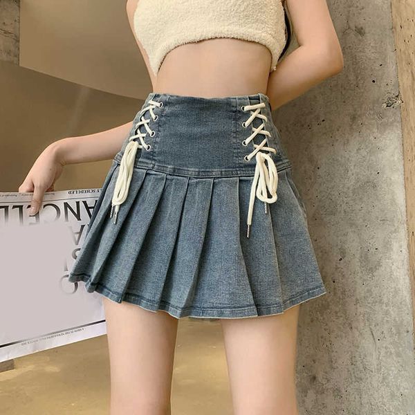 denim pleated skirt korean fashion women bandage high waist a-line cute fashion cargo jean mini skirt summer y2k girl, Black
denim pleated skirt korean fashion women bandage high waist a-line cute fashion cargo jean mini skirt summer y2k girl, Black