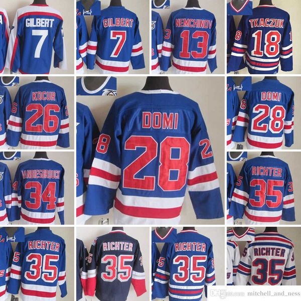1980 movie vintage hockey 35 mike richter jerseys ccm embroidery 7 rod gilbert 13 sergei nemchinov 18 walt tkaczuk 26 joe kocur 28 tie domi, Black;red
1980 movie vintage hockey 35 mike richter jerseys ccm embroidery 7 rod gilbert 13 sergei nemchinov 18 walt tkaczuk 26 joe kocur 28 tie domi, Black;red
