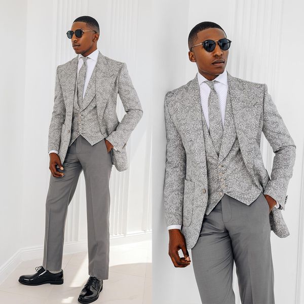 wedding suits for men floral jacquard 3 pieces peaked lapel slim fit costume homme mariage business wear, Black;gray
wedding suits for men floral jacquard 3 pieces peaked lapel slim fit costume homme mariage business wear, Black;gray