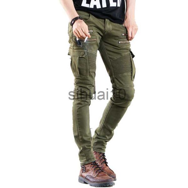 men's jeans green black denim biker jeans men skinny new runway distressed slim elastic homme hip hop military motorcycle cargo pants j, Blue
men's jeans green black denim biker jeans men skinny new runway distressed slim elastic homme hip hop military motorcycle cargo pants j, Blue