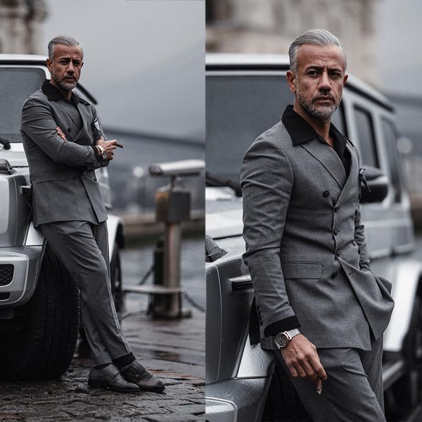 classic men wedding suits peaked lapel for groom gray tuxedos double breasted clothing 2 pcs jacket pant, Black;gray
classic men wedding suits peaked lapel for groom gray tuxedos double breasted clothing 2 pcs jacket pant, Black;gray