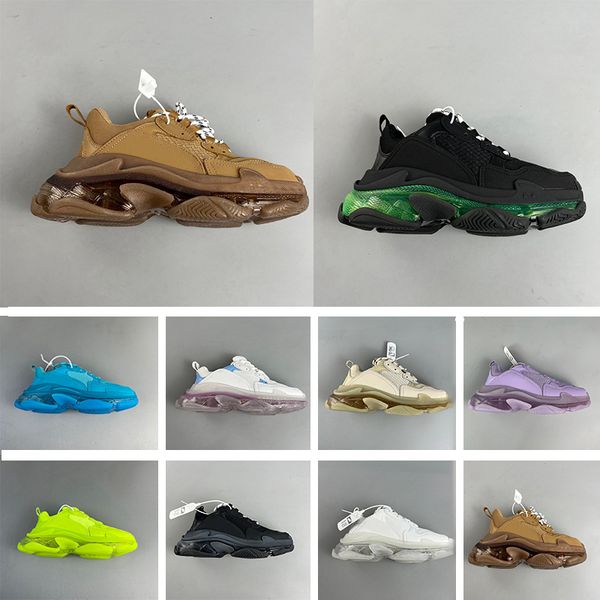 men and women designers triple s clear sole double foam and mesh sneakers embroidery of toe edge size 36-46, Black
men and women designers triple s clear sole double foam and mesh sneakers embroidery of toe edge size 36-46, Black