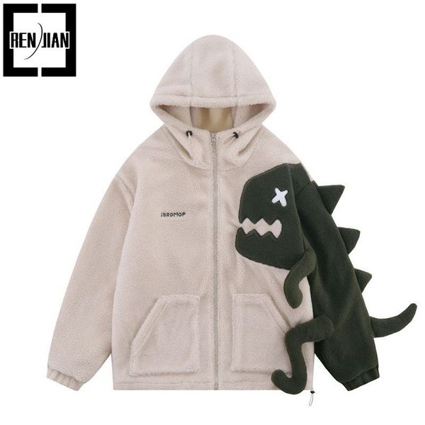 mens jackets fashion winter warm fleece jacket hooded thick thermo coat with dinasour patch decoration outerwear 230731, Black;brown
mens jackets fashion winter warm fleece jacket hooded thick thermo coat with dinasour patch decoration outerwear 230731, Black;brown