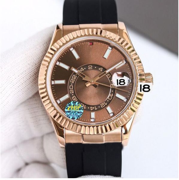 skydweller automatic watches mens outdoor watch black index hour markers 42mm syster bracelet with rotatable ring command screw-down crown m, Slivery;brown
skydweller automatic watches mens outdoor watch black index hour markers 42mm syster bracelet with rotatable ring command screw-down crown m, Slivery;brown