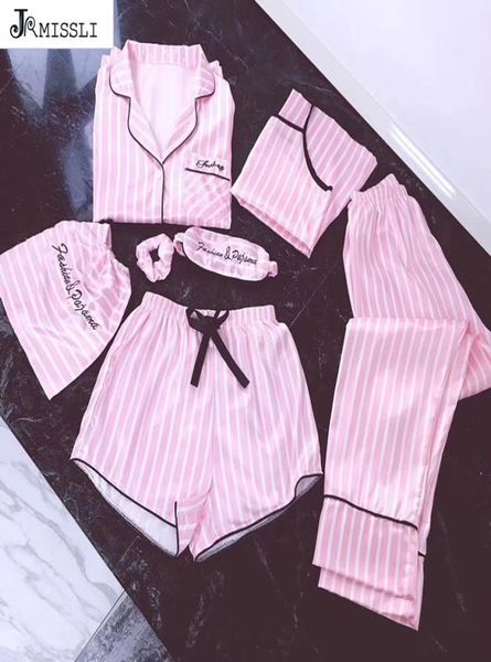 jrmissli pyjamas women 7 pieces pink pajamas sets satin silk lingerie home wear sleepwear pyjamas set pijama woman 2011131623855, Black;red
jrmissli pyjamas women 7 pieces pink pajamas sets satin silk lingerie home wear sleepwear pyjamas set pijama woman 2011131623855, Black;red
