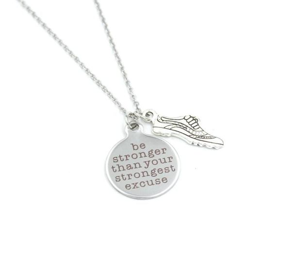 new arrival whole stainless steel necklace running shoe necklace be stronger than your strongest excuse pendant necklace runne8873433, Silver
new arrival whole stainless steel necklace running shoe necklace be stronger than your strongest excuse pendant necklace runne8873433, Silver