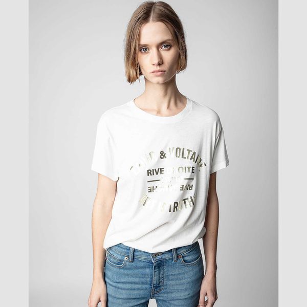 23ss designer tide t shirts zadig voltaire t shirt classic letter-printed gilded cotton women short-sleeved designer women designers loose, White
23ss designer tide t shirts zadig voltaire t shirt classic letter-printed gilded cotton women short-sleeved designer women designers loose, White