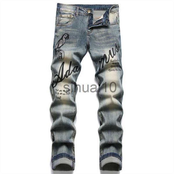 men's jeans autumn punk men's jeans fashion printed cotton slim stretch pants mid-waisted casual streetwear j230728, Blue
men's jeans autumn punk men's jeans fashion printed cotton slim stretch pants mid-waisted casual streetwear j230728, Blue