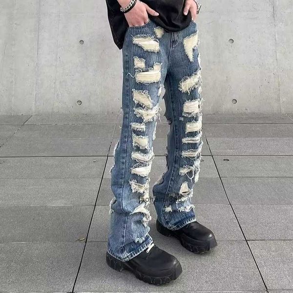 single-american style street ripped jeans men's personality trendy straight fitting pants, Blue
single-american style street ripped jeans men's personality trendy straight fitting pants, Blue