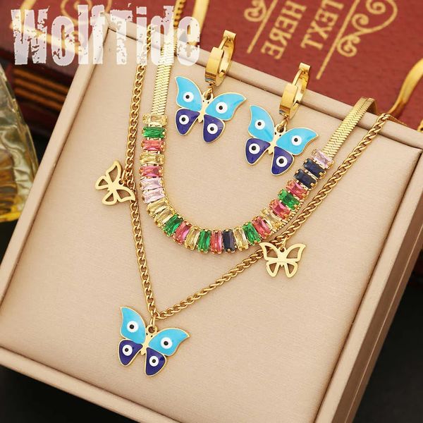 blue enamel butterfly charms necklace bracelet earrings set colorful square bling cubic zirconia stainless steel double layered chainsjewelr, Black
blue enamel butterfly charms necklace bracelet earrings set colorful square bling cubic zirconia stainless steel double layered chainsjewelr, Black