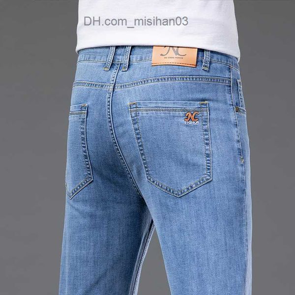men's pants men's thin straight jeans in spring and summer smooth fabric loose denim stretch pants men's brand pants blue z23, Black
men's pants men's thin straight jeans in spring and summer smooth fabric loose denim stretch pants men's brand pants blue z23, Black
