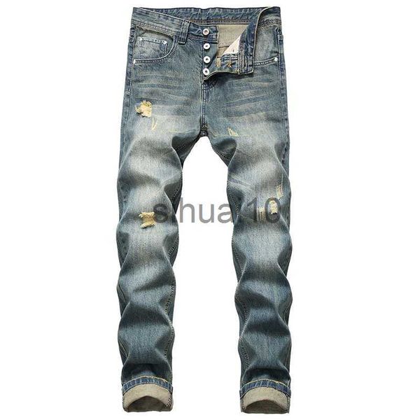 men's jeans denim ruined classic tide brand jeans men's fashion loose straight retro long four season ripped tide large size j2307, Blue
men's jeans denim ruined classic tide brand jeans men's fashion loose straight retro long four season ripped tide large size j2307, Blue