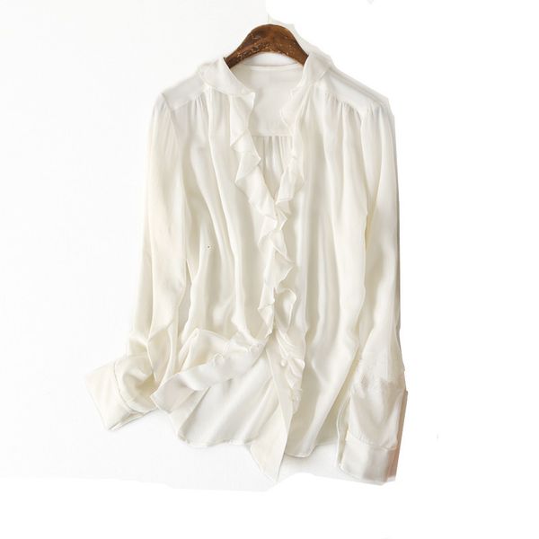 womens blouses shirts 100% natural silk blouses v neck white long sleeve real silk blouse with ruffles for women office wear shirts work bl
womens blouses shirts 100% natural silk blouses v neck white long sleeve real silk blouse with ruffles for women office wear shirts work bl
