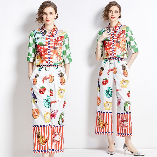 summer shirt and pants set luxury designer two piece sets 2023 women fashion print short sleeve blouses and wide leg pant sweet girl elegant, White
summer shirt and pants set luxury designer two piece sets 2023 women fashion print short sleeve blouses and wide leg pant sweet girl elegant, White