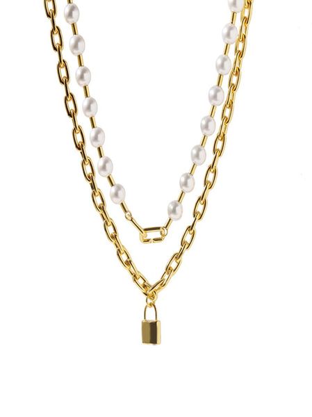 luxury designer jewelry mens necklace gold double thick chains lock pendant pearl necklaces for women stainless steel sliver punk 4765333, Silver
luxury designer jewelry mens necklace gold double thick chains lock pendant pearl necklaces for women stainless steel sliver punk 4765333, Silver