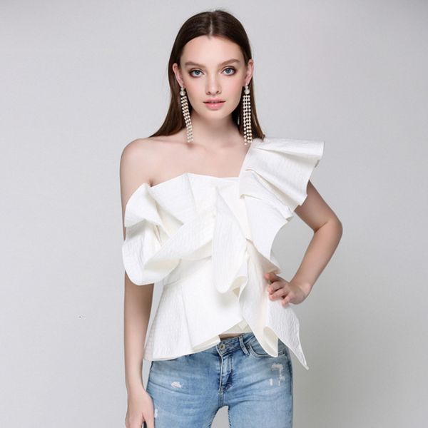 womens blouses shirts quality est high designer blouse one shoulder asymmetrical ruffle blouse shirt 230729, White
womens blouses shirts quality est high designer blouse one shoulder asymmetrical ruffle blouse shirt 230729, White