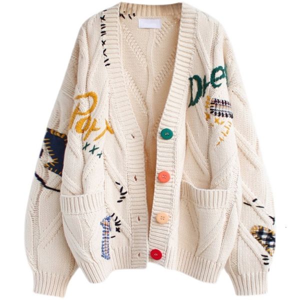 women's knits tees spring sweater warm knitted jacket loose pocket embroidery fashion knit cardigan ladies 230729, White
women's knits tees spring sweater warm knitted jacket loose pocket embroidery fashion knit cardigan ladies 230729, White
