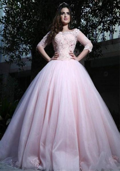 fashion pink gown quinceanera dresses half sleeve sheer neck lace applique tulle bodice long prom dresses formal party ball custom7888924, Blue;red
fashion pink gown quinceanera dresses half sleeve sheer neck lace applique tulle bodice long prom dresses formal party ball custom7888924, Blue;red