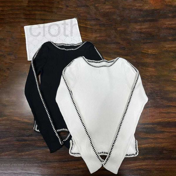 women's knits & tees designer spring and autumn new lazy round neck color contrast woven belt design pullover knitted slim long sleeve, White
women's knits & tees designer spring and autumn new lazy round neck color contrast woven belt design pullover knitted slim long sleeve, White