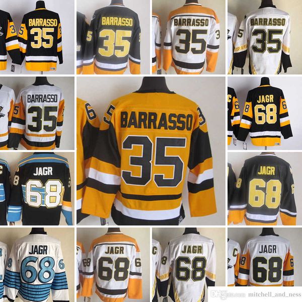 1980 movie vintage hockey 68 jaromir jagr jerseys ccm embroidery 35 tom barrasso jersey white black yellow, Black;red
1980 movie vintage hockey 68 jaromir jagr jerseys ccm embroidery 35 tom barrasso jersey white black yellow, Black;red