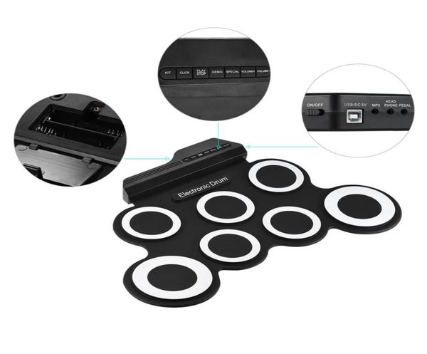 portable electronic drum digital usb 7 pads roll drum set silicone electric drum pillow kit with drumsticks foot pedal3437072
portable electronic drum digital usb 7 pads roll drum set silicone electric drum pillow kit with drumsticks foot pedal3437072