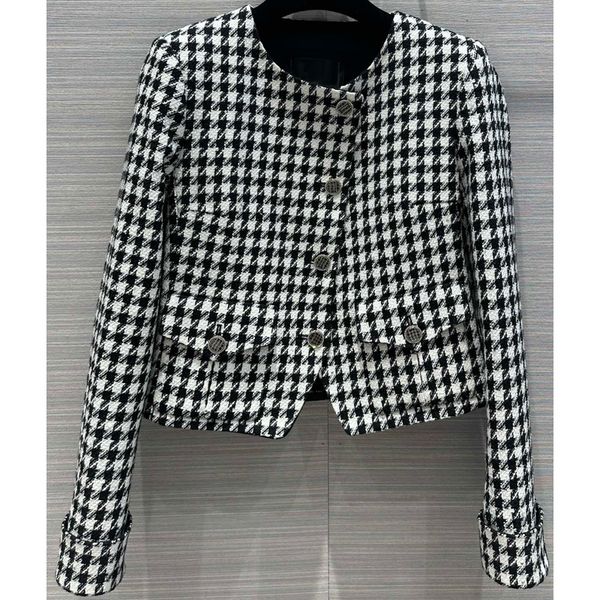 7.31 temperament houndstooth crew neck long sleeve short tweed jacket women, Black;brown
7.31 temperament houndstooth crew neck long sleeve short tweed jacket women, Black;brown