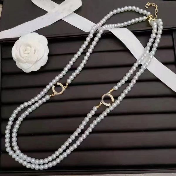 fashion women luxury designer necklace choker chain pearl 18k gold plated double letter stainless steel necklaces jewelry accessories, Silver
fashion women luxury designer necklace choker chain pearl 18k gold plated double letter stainless steel necklaces jewelry accessories, Silver