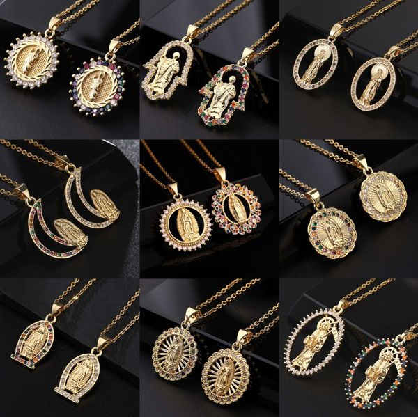 designer's fashion religious copper micro inlay colorful zircon pendant women's jewelry virgin mary necklace, Silver
designer's fashion religious copper micro inlay colorful zircon pendant women's jewelry virgin mary necklace, Silver