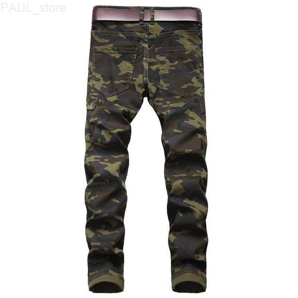 camouflage men hip hop biker stretched jeans streetwear pleated joggers slim men's scratched pants l230731, Blue
camouflage men hip hop biker stretched jeans streetwear pleated joggers slim men's scratched pants l230731, Blue