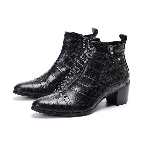 men pointed toe genuine leather men boots 7cm high heel boots ankle black/brown cool party&wedding bota masculina
men pointed toe genuine leather men boots 7cm high heel boots ankle black/brown cool party&wedding bota masculina