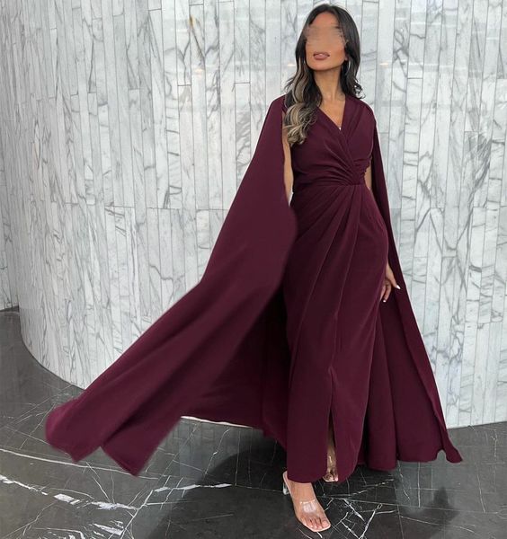 retro short crepe burgundy evening dresses with cape middle east sheath v-neck pleats ankle length zipper back robe de soiree for women, Black;red
retro short crepe burgundy evening dresses with cape middle east sheath v-neck pleats ankle length zipper back robe de soiree for women, Black;red