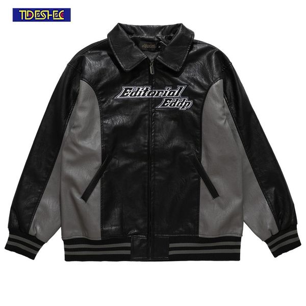 mens jackets tideshec hip hop harajuku pu leather splicing streetwear varsity jacket embroidery letter color patchwork men winter loose coat, Black;brown
mens jackets tideshec hip hop harajuku pu leather splicing streetwear varsity jacket embroidery letter color patchwork men winter loose coat, Black;brown