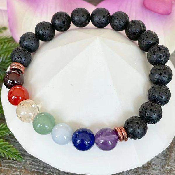 mg1908 8 mm rock lava stone 7 chakra beads bracelet womens gemstone crown chakra wrist mala yoga jewelry, Black
mg1908 8 mm rock lava stone 7 chakra beads bracelet womens gemstone crown chakra wrist mala yoga jewelry, Black