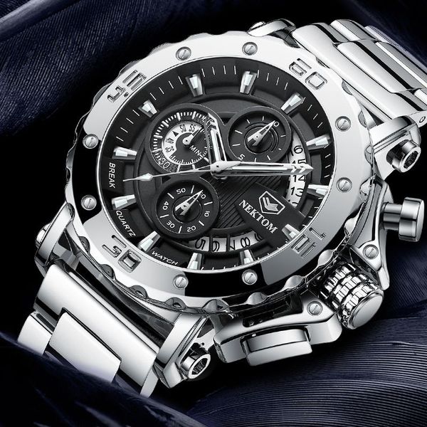 fashion designer new fashion watch men's thick handsome steel belt high-grade quartz watch waterproof luminous, Slivery;black
fashion designer new fashion watch men's thick handsome steel belt high-grade quartz watch waterproof luminous, Slivery;black