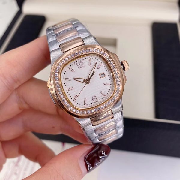 high-quality women's quartz watch 32mm size rose gold stainless steel diamond bezel sapphire glass super luminous, Slivery;brown
high-quality women's quartz watch 32mm size rose gold stainless steel diamond bezel sapphire glass super luminous, Slivery;brown