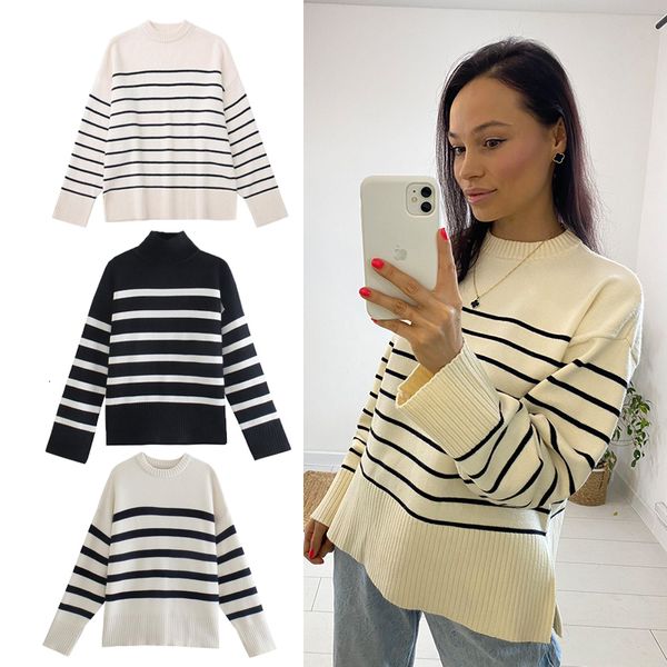 women's t shirt sweater knitted pullover autumn winter warm fashion striped cotton soft youth s 230331, White
women's t shirt sweater knitted pullover autumn winter warm fashion striped cotton soft youth s 230331, White