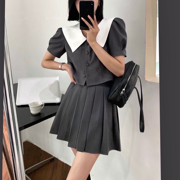 two piece dress korean college style blazer skirt suit for women female cute doll collar puff sleeves with mini pleated 2 set 230331, White
two piece dress korean college style blazer skirt suit for women female cute doll collar puff sleeves with mini pleated 2 set 230331, White