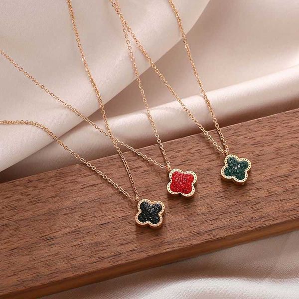 van clover bracelet designer clover pendant necklace korean 18k rose gold full diamond double sided titanium steel colorless gift, Silver
van clover bracelet designer clover pendant necklace korean 18k rose gold full diamond double sided titanium steel colorless gift, Silver